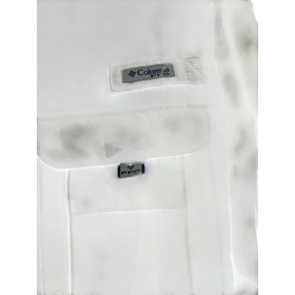 Columbia PFG Long Sleeve Fishing Shirt Mens Large White Vented Sun Protection - Picture 2 of 5